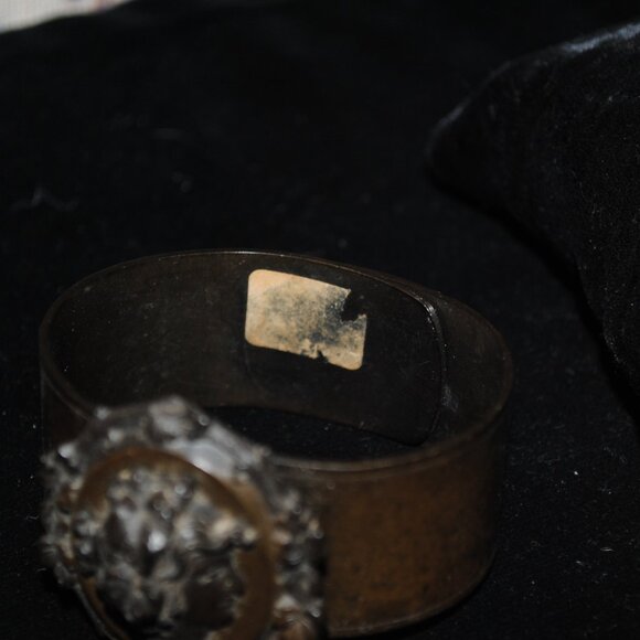 Rare Antique Victorian Mourning Vulcanite Bacchante Cameo Wide Cuff Bracelet - Picture 8 of 14